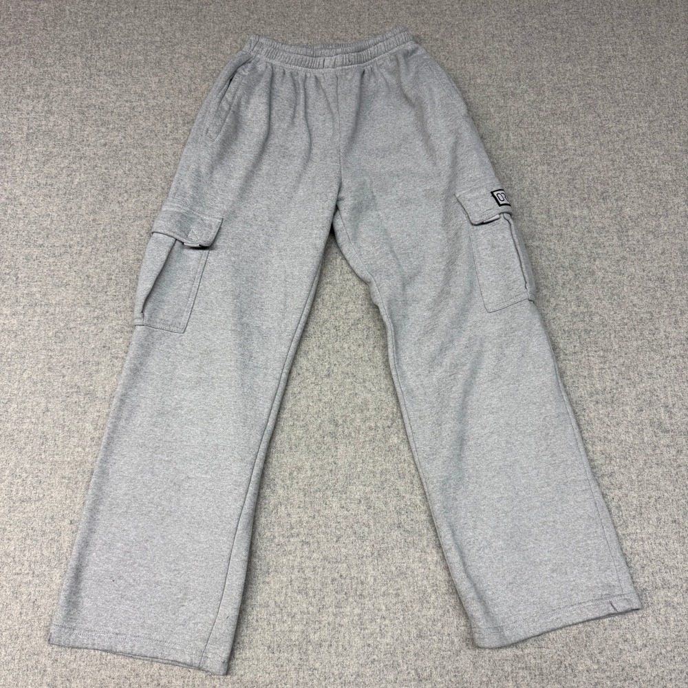 Unbranded Cargo Sweatpants Medium Gray Fleece Lined Elastic Waist Streetwear